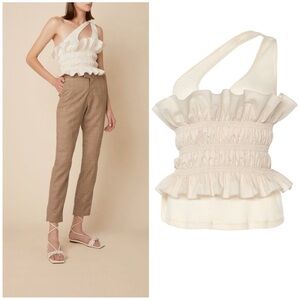 Johanna Ortiz Good Flow Smocked One Shoulder Top
